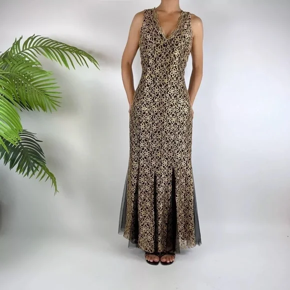 candalite | Dresses | Candalite Gold Floral Pleated Whimsigoth Evening  Formal Dress | Poshmark